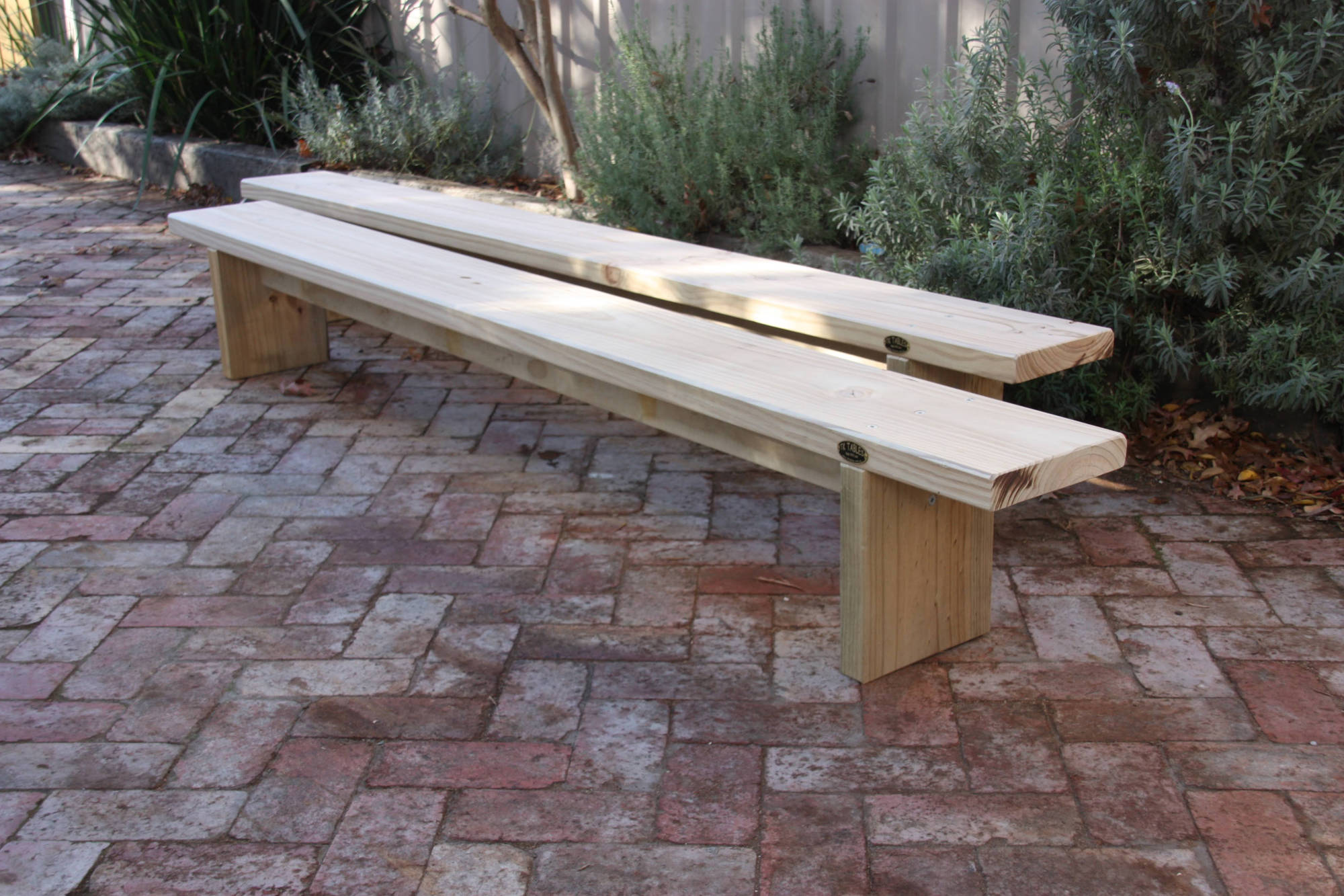 Linear Outline Outdoor Bench Seats - handcrafted Australian timber outdoor furniture, view 1
