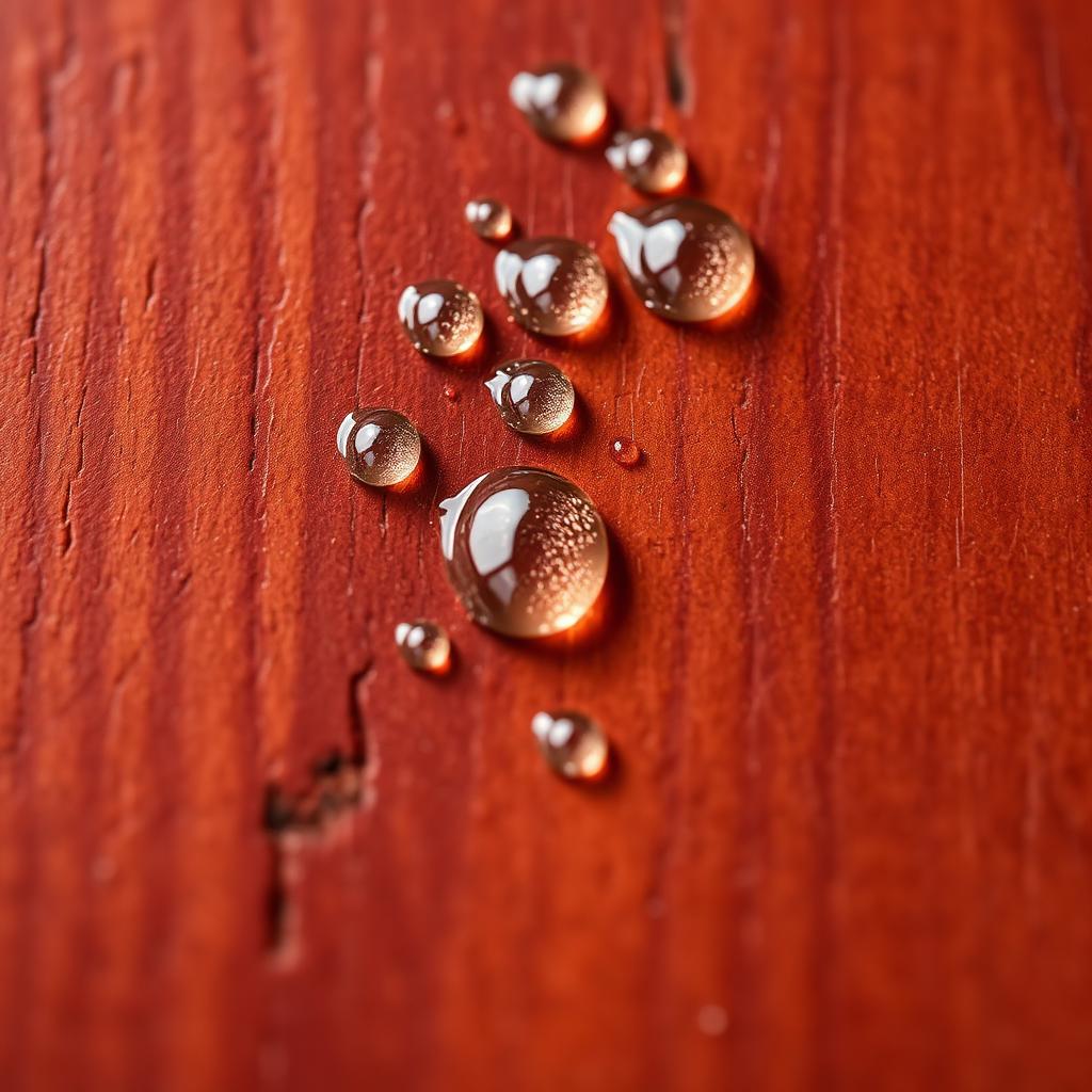 Water beading on freshly oiled hardwood surface